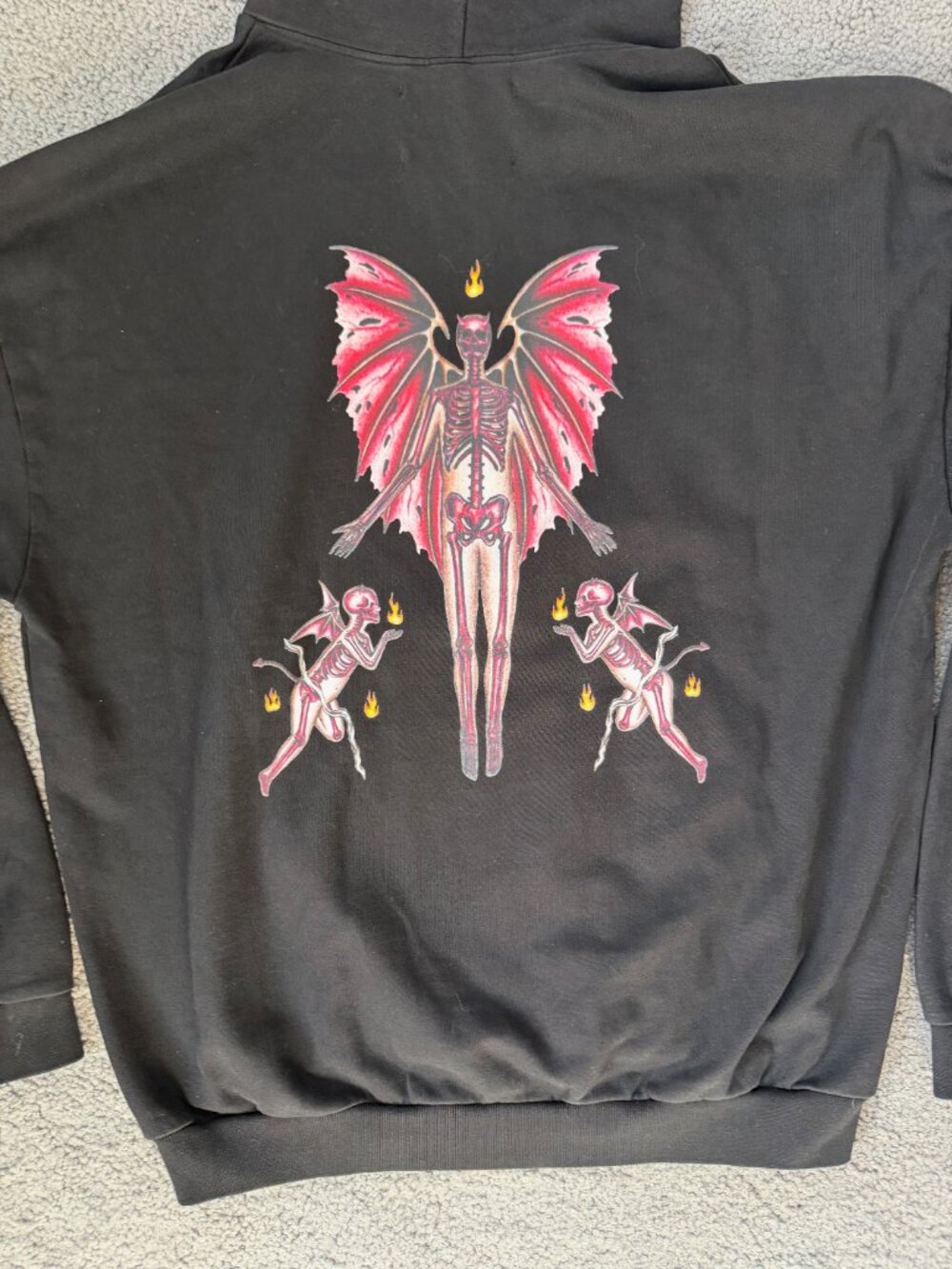 MBM Clothing Marcos Alvarado Black Sinner Hoodie Winged Skeleton Size M - Picture 8 of 11